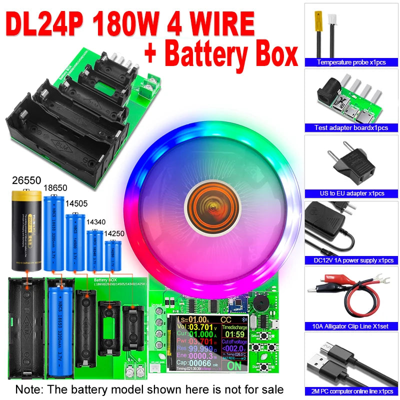 150W/180W Electronic Lithium Load 12V Vehicle Battery Test Capacity Monitor Discharge Power Supply Checker + Tester BOX