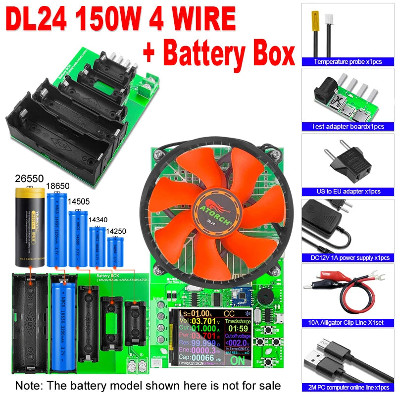 150W/180W Electronic Lithium Load 12V Vehicle Battery Test Capacity Monitor Discharge Power Supply Checker + Tester BOX