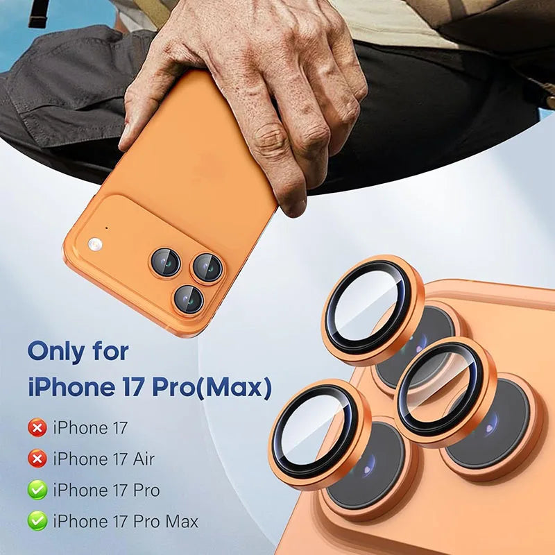 Alloy Ring Back Lens Tempered Glass for Apple iPhone 17 Pro Camera Cover Cap Metal Camera Lens Protector For iPhone 17 Pro Max
