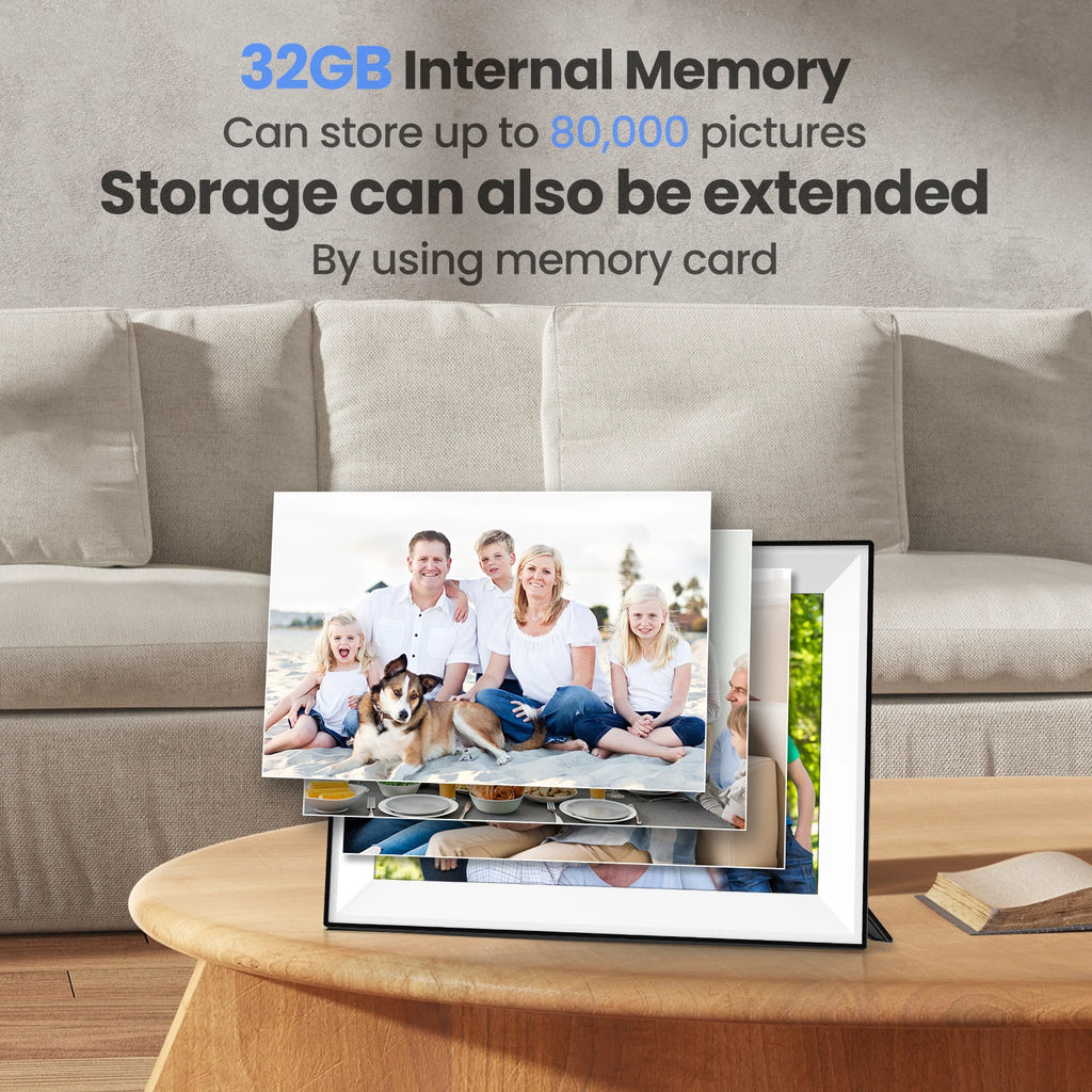 Frameo 10.1 Inch WiFi Digital Picture Frame 1280x800 HD IPS Touch Screen Digital Photo Frame Electronic 32GB Memory Auto-Rotate
