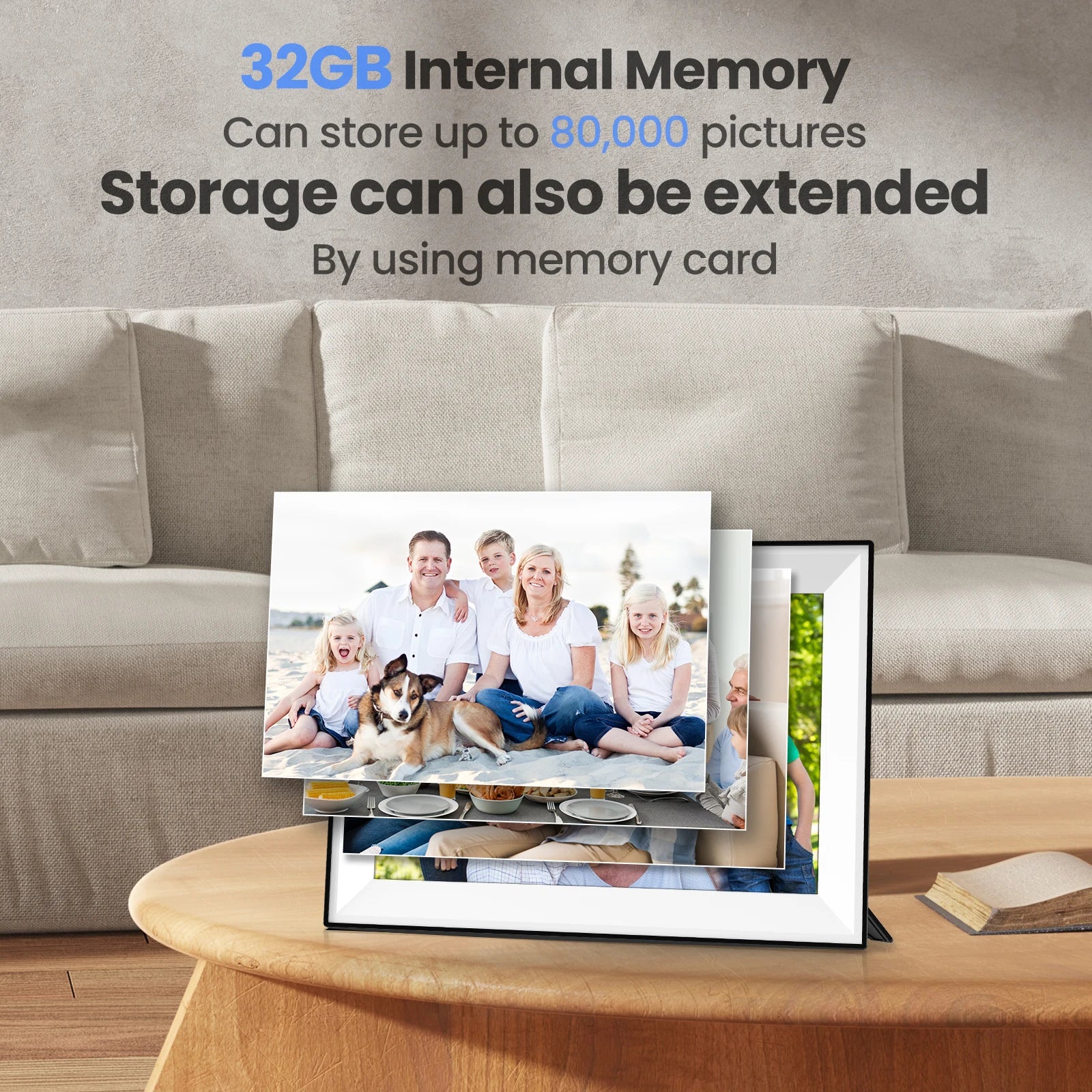 Frameo 10.1 Inch WiFi Digital Picture Frame 1280x800 HD IPS Touch Screen Digital Photo Frame Electronic 32GB Memory Auto-Rotate