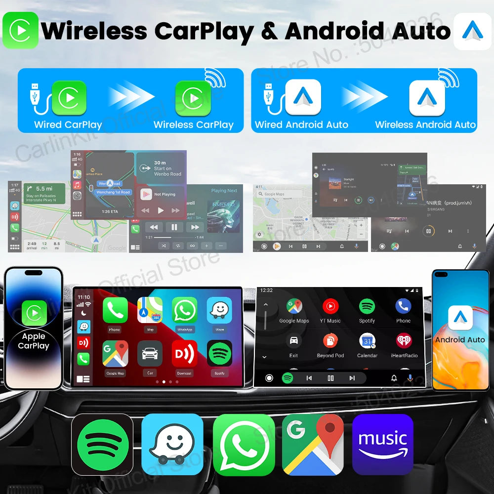 CarlinKit 5.0 Mini Ultra Wireless Adapter Wireless CarPlay Android Auto For OEM Car Plug and Play WiFi Bluetooth Auto Connection