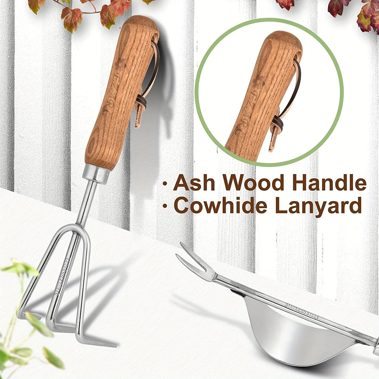 4pcs/set Heavy-duty Garden Tool,Durable Stainless Steel And A Sturdy Wooden Handle. Includes Hand Shovel, Trowel, Garden Rake