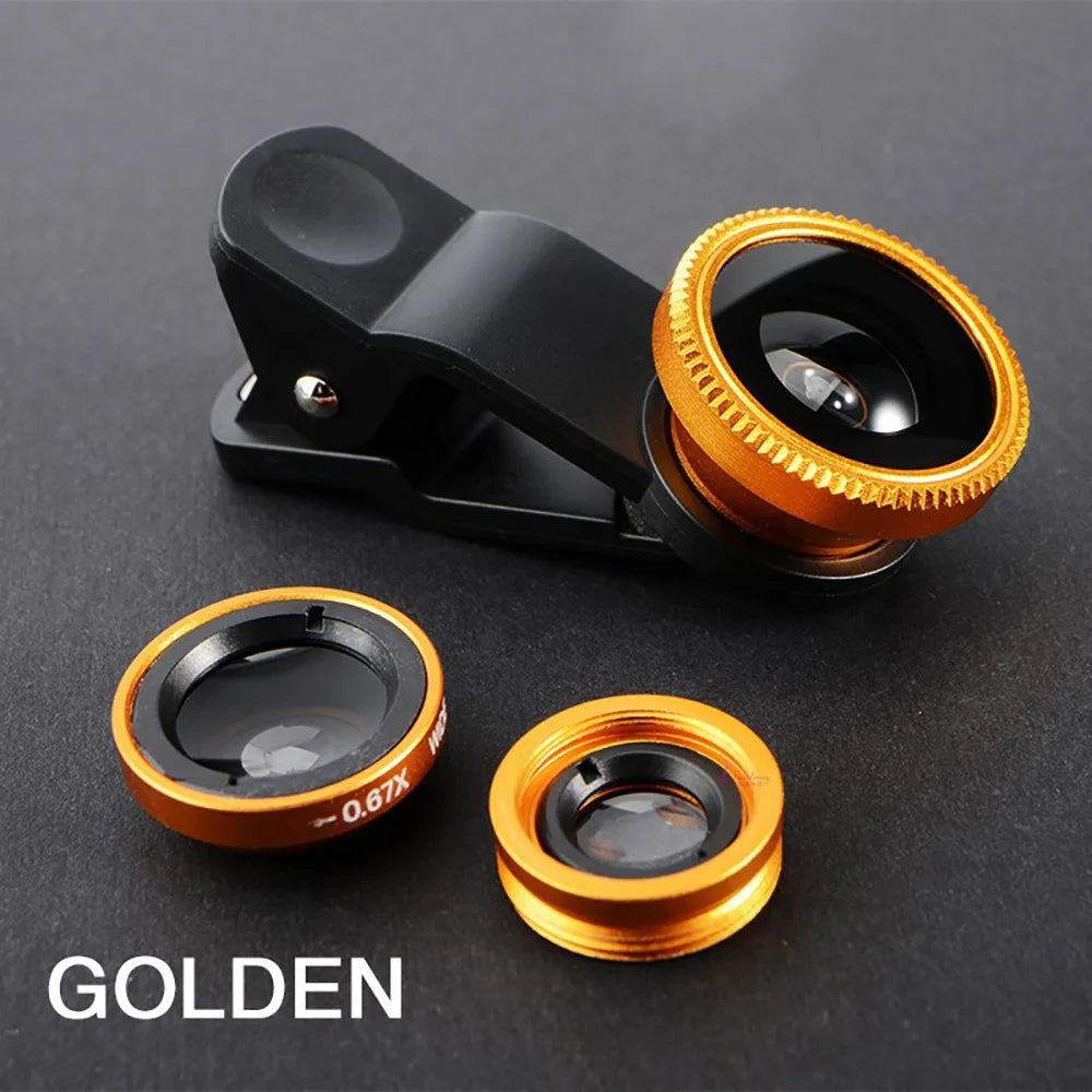 Universal 3 in 1 Fish Eye Lens Wide Angle Macro Phone Fisheye Lens Zoom Camera Kits With Phone Clip For iPhone Samsung Xiaomi