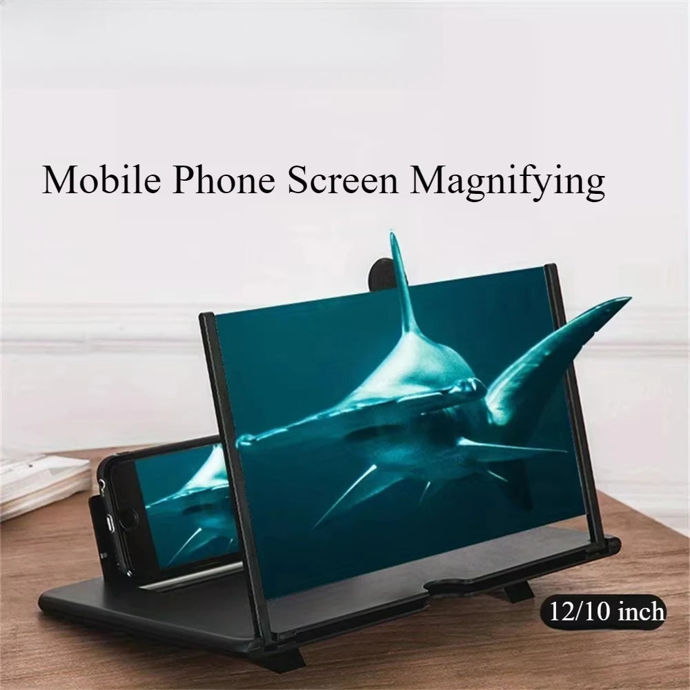10/12Inch HD Multi‑Functional Phone Screen Magnifier Video Amplifier Enlarger Stand Cellphone Viewing Bracket For Movie‑Watching