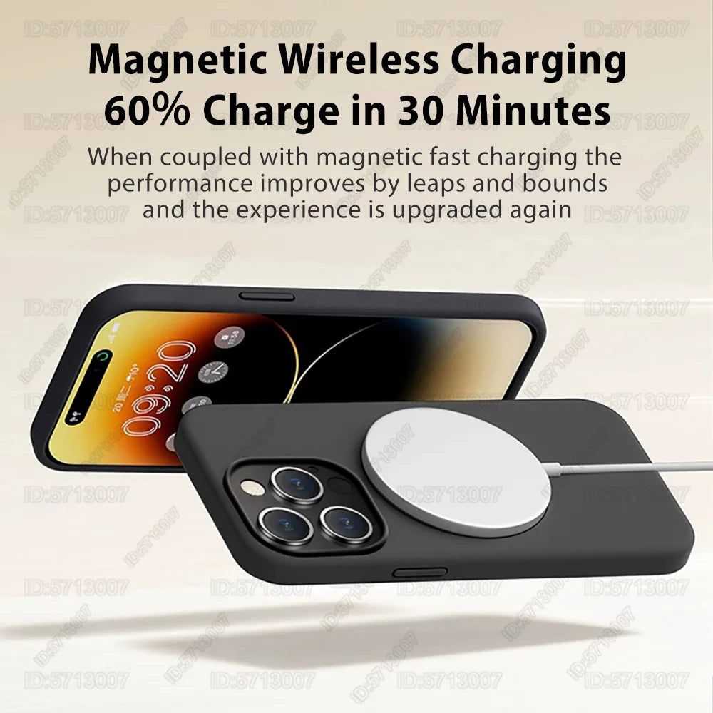 Magnetic Original Liquid Silicone Shockproof Case For iPhone 16 15 14 13 12 11 Pro Max 16 Plus For Magsafe Wireless Charge Cover