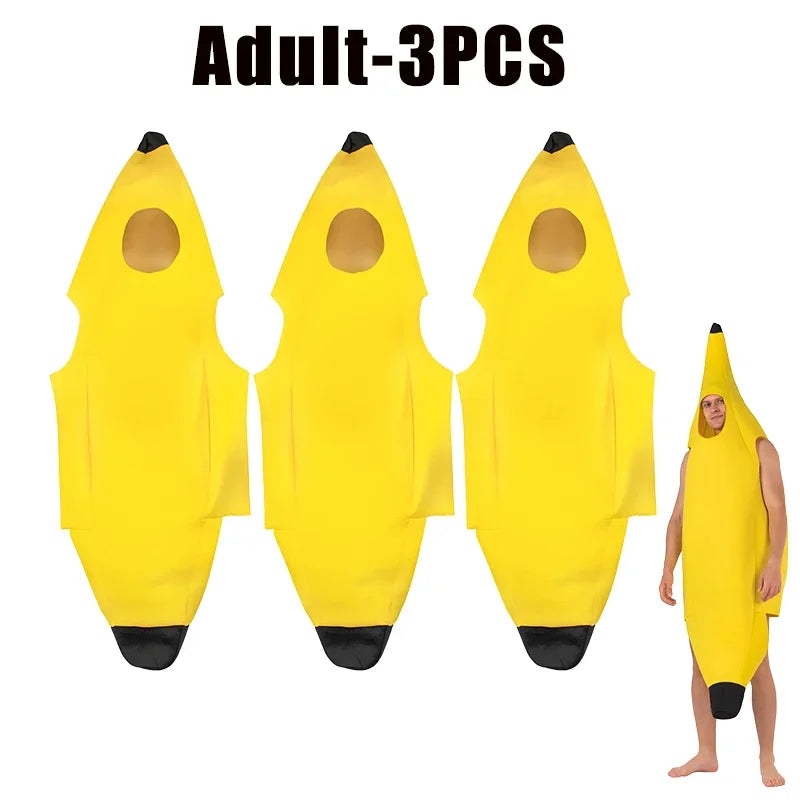 Halloween Banana Costume Kids Adults Funny Theater Show Outfit Carnival Party Fancy Dress Performance Wear Stage Costume
