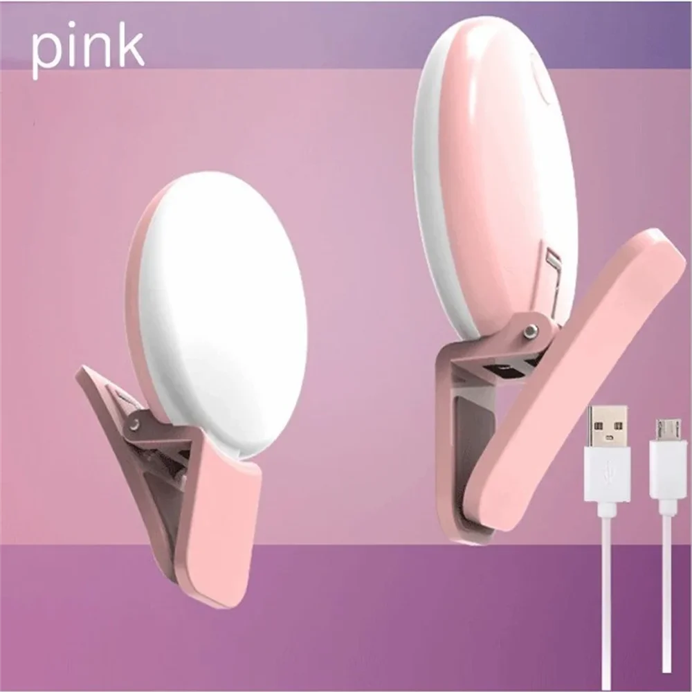 Portable Mini Selfie Ring Light LED Lamp USB Charging Photography Clip Ring Light Universal Mobile Phone Live Video Beauty Lamp