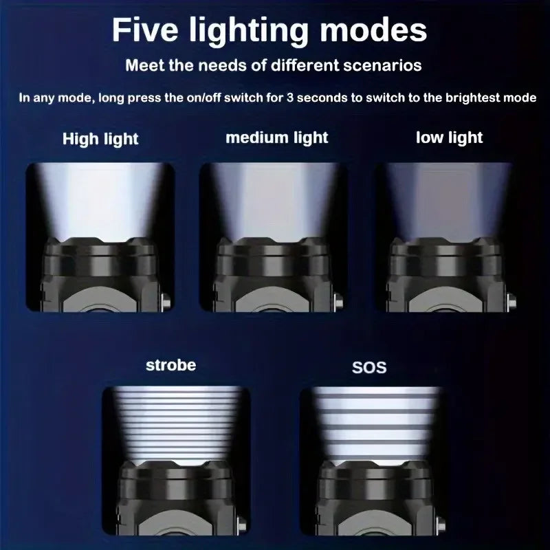 Mini linterna de 3 LED con clip para bolígrafo, para caminar de noche, brillo portátil, foco de emergencia recargable e impermeable para exteriores