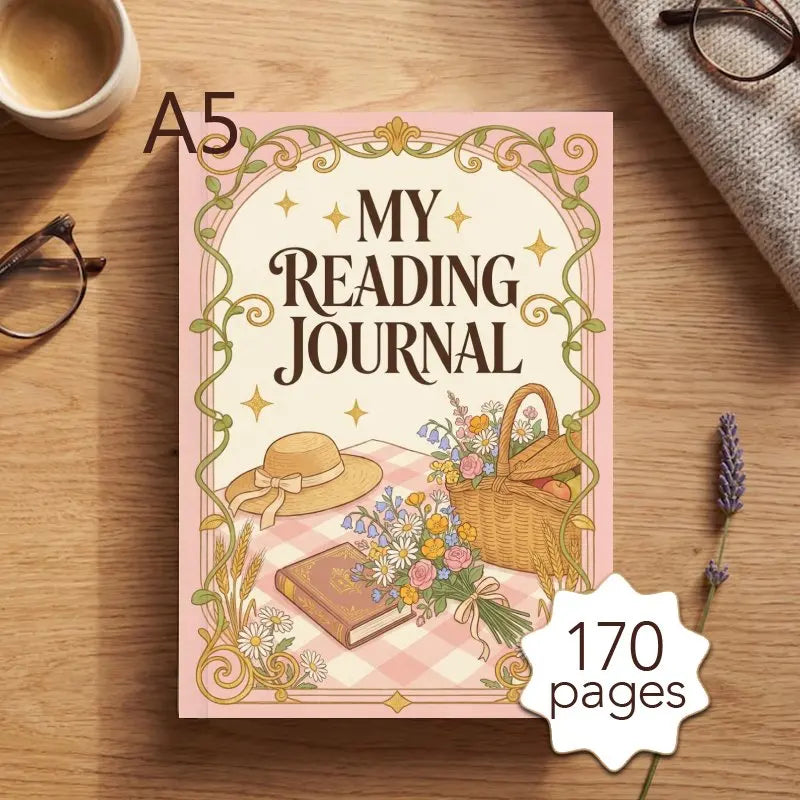 A5 Reading Journal Planner, 52 Book Review Templates, Ideal Gift for Book Lovers to Record Reading Notes & Book Quotes