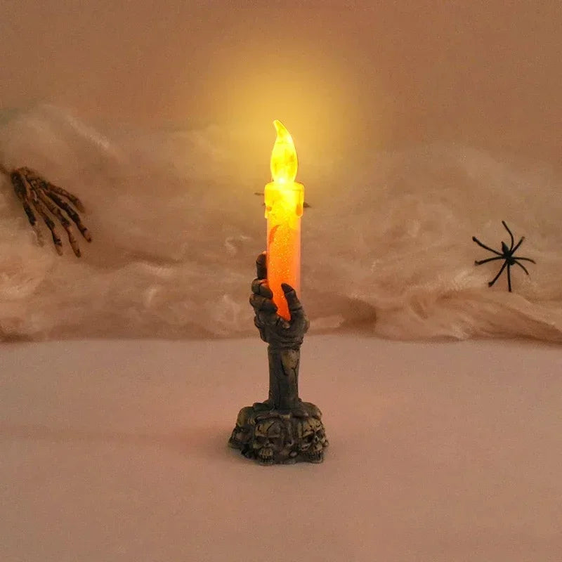 Spooky Ghost Hand LED Candle — Halloween Table Decor
