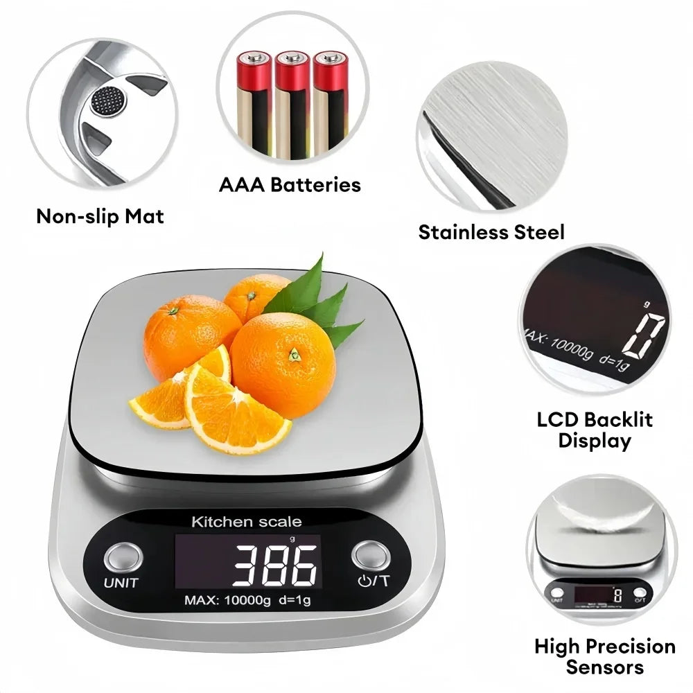 10kg/1g Digital Kitchen Scale High precision LCD Electronic Food Scale Jewelry Coffee Baking Portable High-quality Kitchen Tools