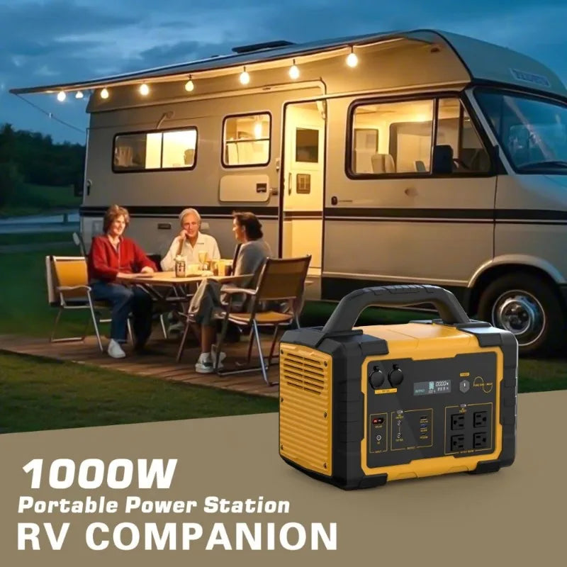 1000W Portable Power Station 1024Wh LiFePO4 Solar Generator 2000W Peak Backup Battery with 60W USB-C Fast Charge