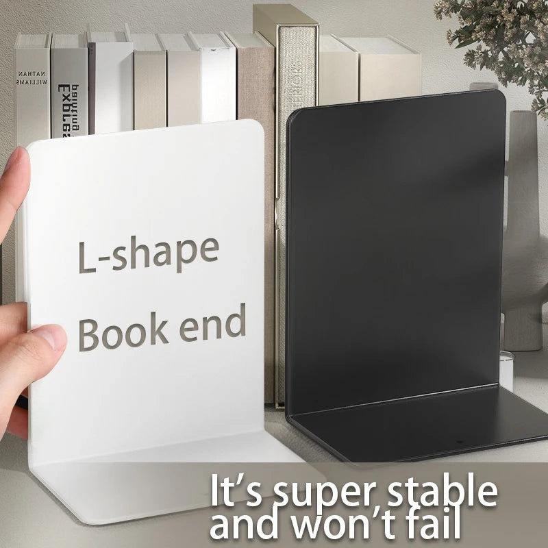 Bookends 6 Pair, White Metal Book Ends, Bookends for Shelves, Book Stopper for Heavy Books, Book Dividers for Home Office