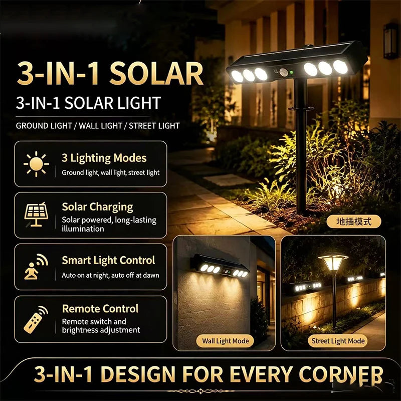 Solar Light Outdoor Garden Pathway Lights Landscape Lamp Bright Up to 12H IP65 Waterproof Auto On/Off for Walkway Outside 3Mode
