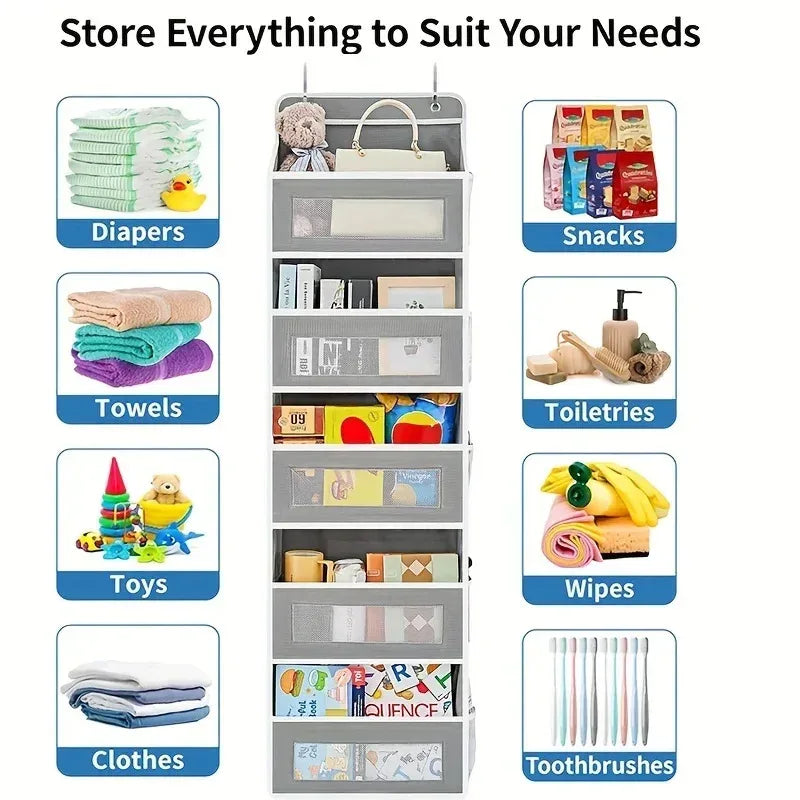 Upgraded 5-Shelf Hanging Storage Organizer - Behind Door, Anti-Tilt, 5 Large Capacity Pockets, Hanging Bag Suitable For Bedroom