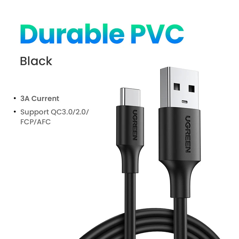 UGREEN 3A USB Type C Cable For iPhone 17 16 Xiaomi Samsung Fast Charging Wire USB-C Charger Data Cord For iPad Poco USB C