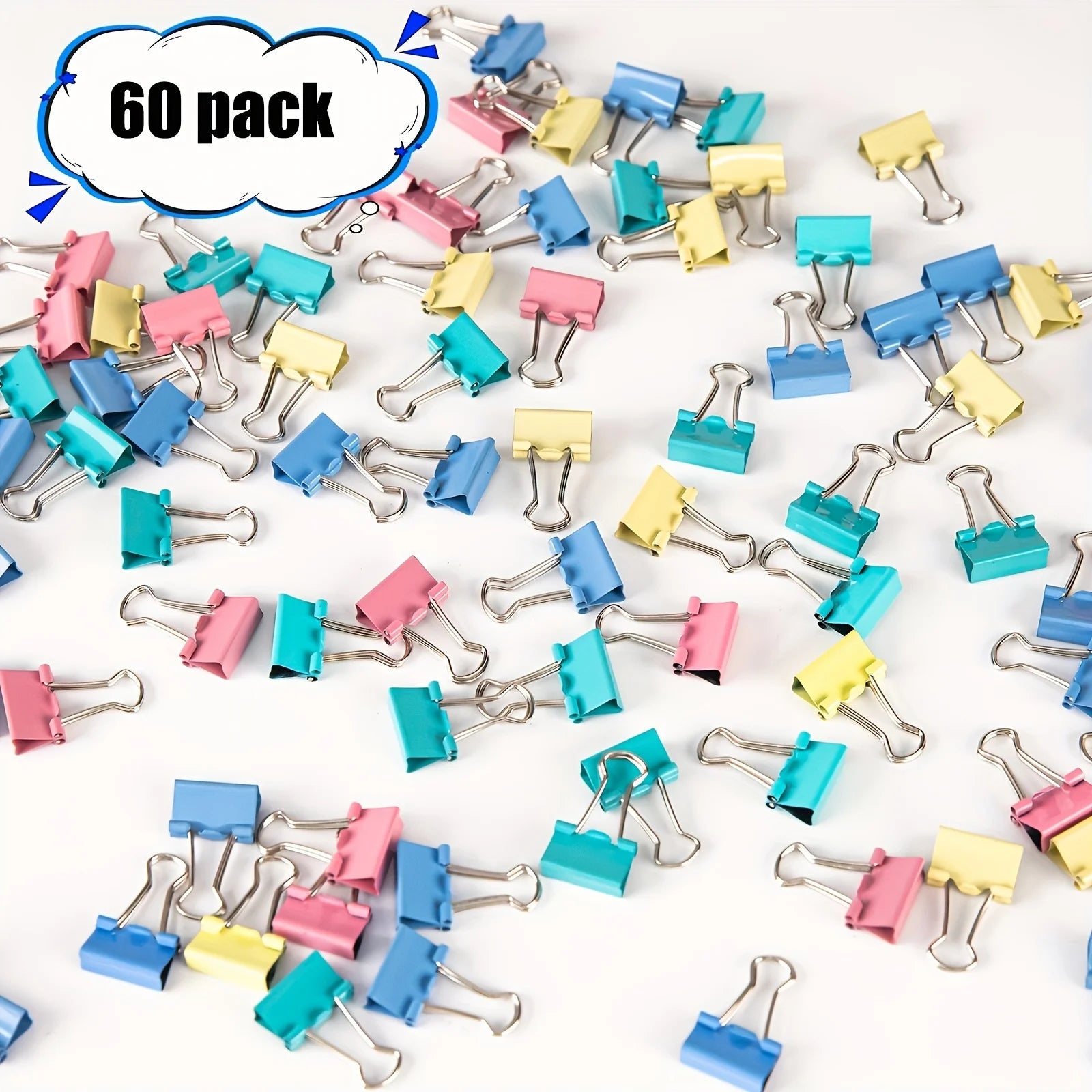 60pcs Mini Binder Clips Color Binder Clip Small Paper Clip 15mm 5/8 Inch Micro Size Office Clips for Home School Office Business
