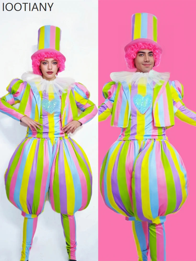 Halloween Adult Clown Costume Clown Carnival Costume Dress Up Amusement Park Funny Role Play Costume Suit Performance Costume