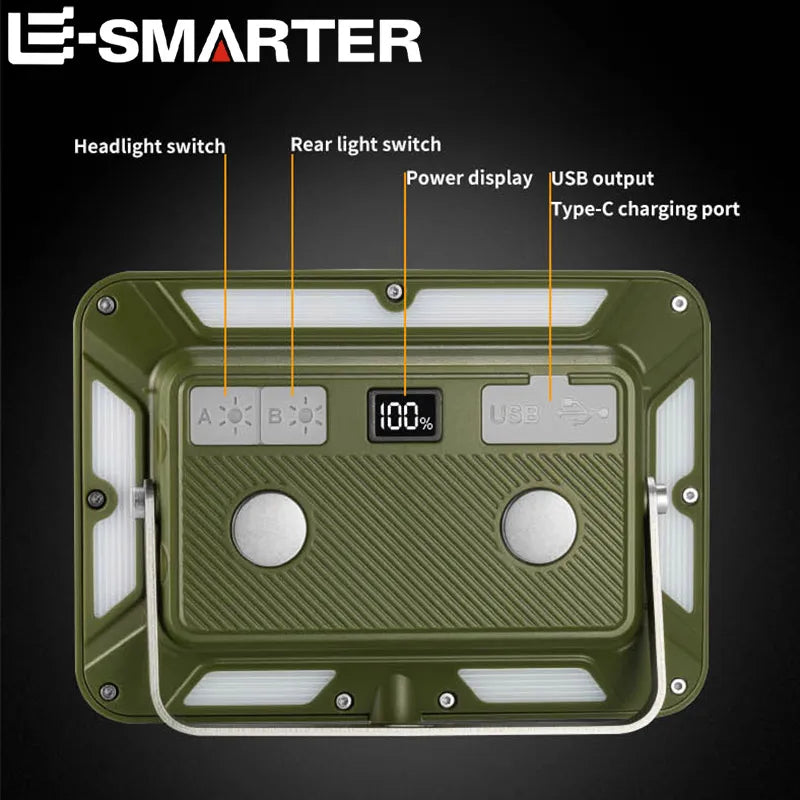 Rechargeable Magnetic Work Light Rechargeable Camping Lamp Super Bright Outdoor Emergency Torch Lights Built-in 4000mAh Battery