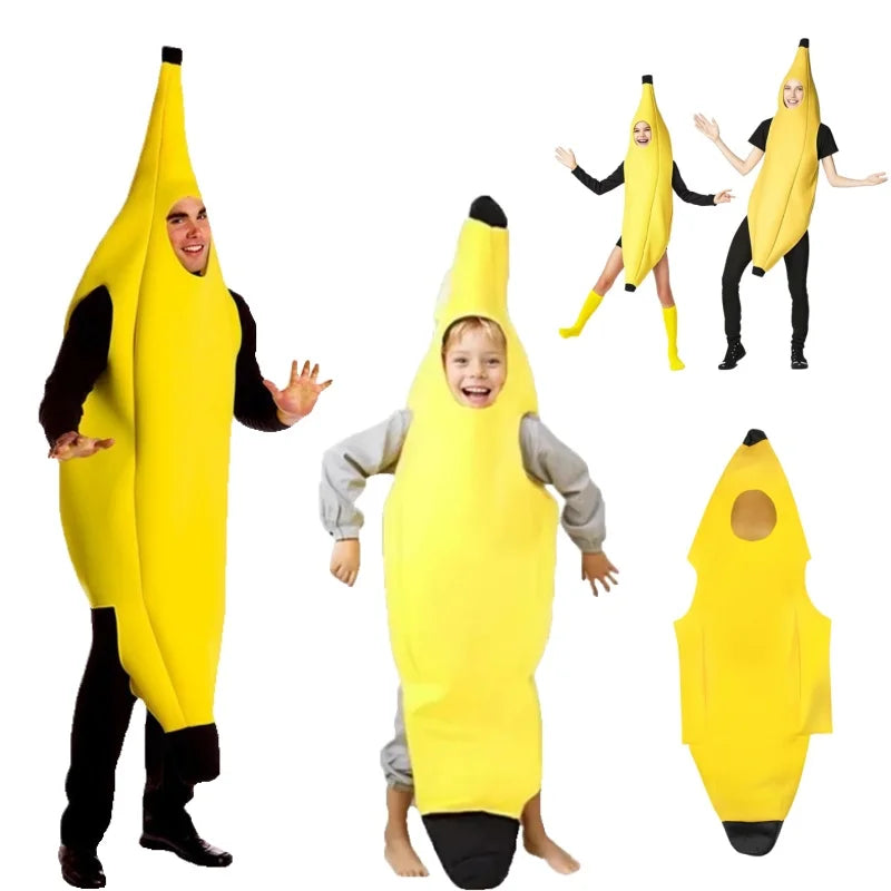 Halloween Banana Costume Kids Adults Funny Theater Show Outfit Carnival Party Fancy Dress Performance Wear Stage Costume