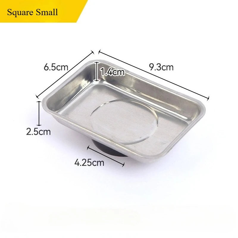 Round /Square Magnetic Bowl, Durable with Magnetic Stainless Steel Parts Tray for Easy Access and Prevention of Parts Loss