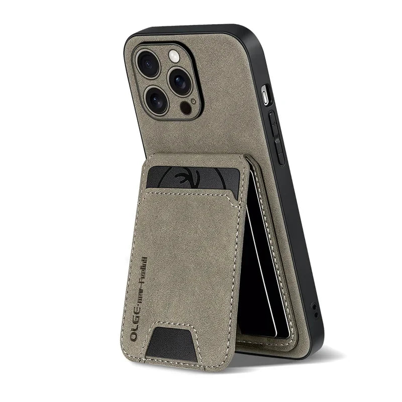 Luxury leather card holder phone case For iPhone 17 16E 16 17 15 14 13 11 Pro max wallet card bag leather shockproof back cover