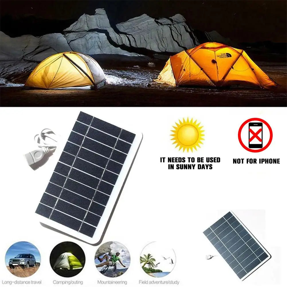 USB Solar Panel Charger - Portable 5V Power Bank Charger