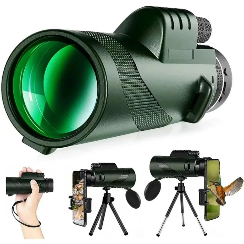 Telescopio portátil de zoom HD 80x100, larga distancia 5000M, plegable, mini potente para caza, deportes, camping al aire libre, viajes