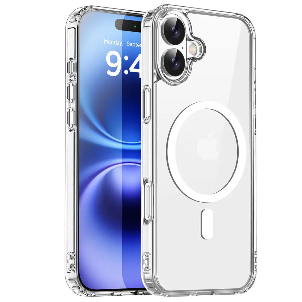 Original Magnetic Transparent Phone Case For iPhone 17 18 16 15 14 13 12 11 Pro Max Plus 16e E For Magsafe Silicone Cover Funda