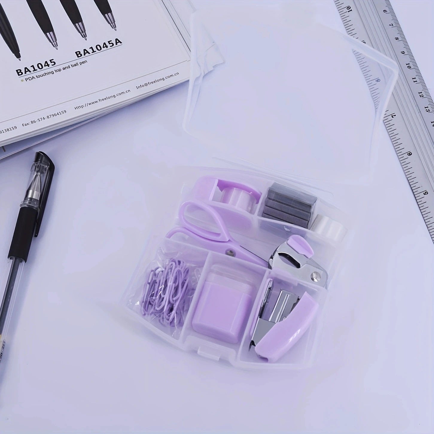 1 Set Mini Stapler Mini School Supply Kits Mini Office Supply Kits, Includes Mini Stapler,Scissors, Staple Remover, Staples, Tap