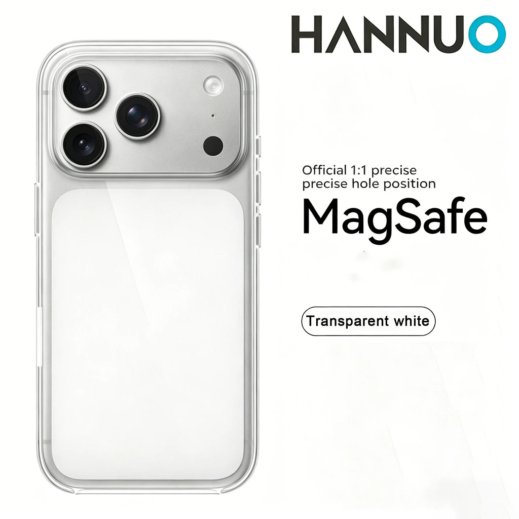 HANNUO Magnetic Case for iPhone 17 Pro MAX Cases Shockproof Cover for Wireless Charger Thin Cover Anti Yellow Transparent Cover