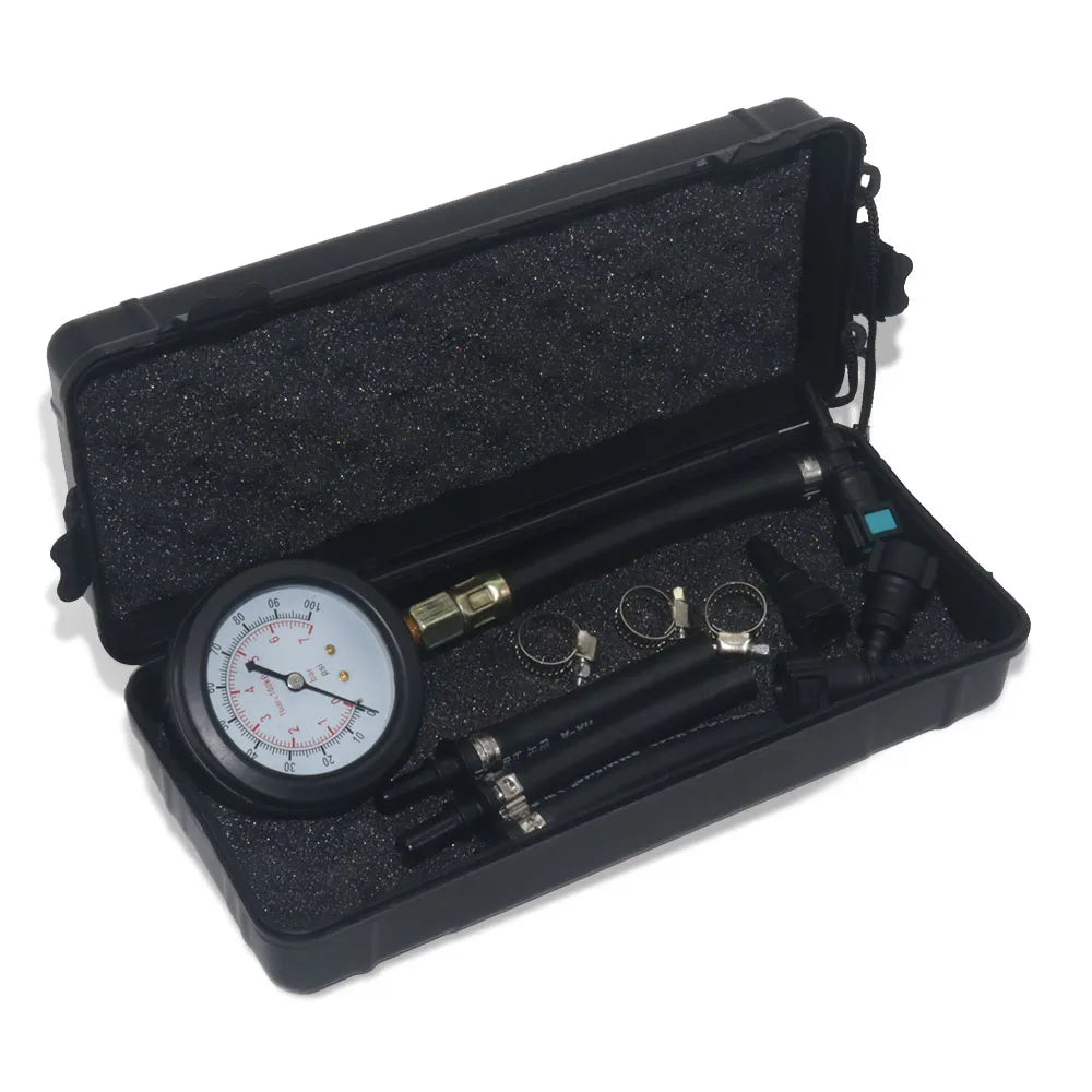 Fuel Pressure Test Kit - Fuel Pressure Gauge - 0-100PSI Fuel Injection Pump Pressure Tester Gauge Kit for Car, Motorcycle, Truck