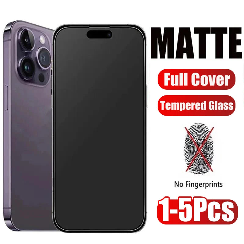 1-5Pcs Matte Tempered Glass For iPhone 17 16 15 14 13 12 11 Frosted Screen Protectors For iPhone 17 Pro Max 13 Mini Glass Film