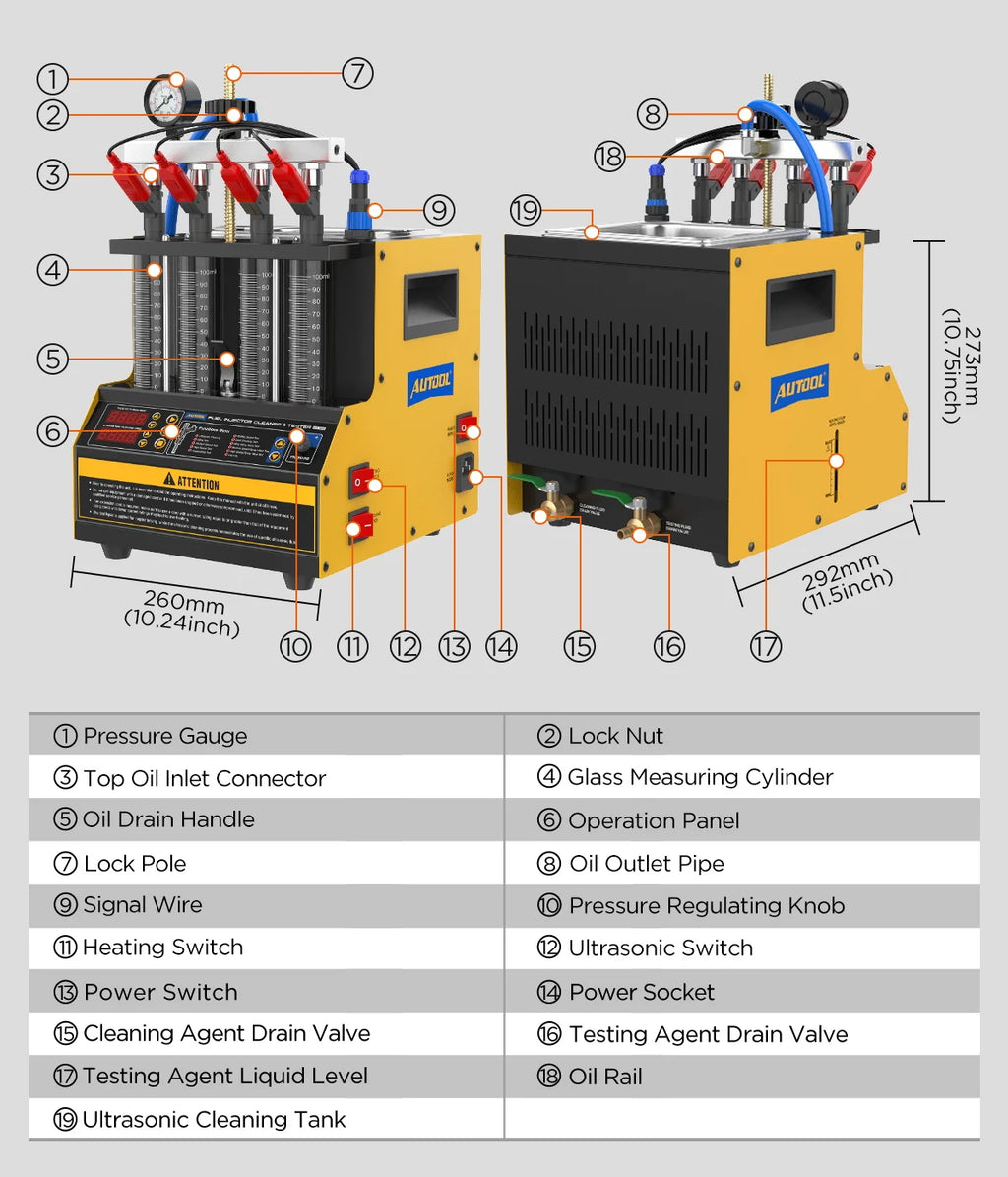 AUTOOL CT160 Automotive Injector Nozzle Cleaning Machine Fuel Injector Tester Heated Cleaning Machine Injectors Machine Clean