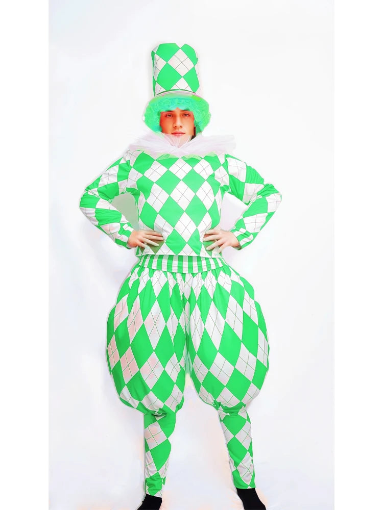 Halloween Adult Clown Costume Clown Carnival Costume Dress Up Amusement Park Funny Role Play Costume Suit Performance Costume
