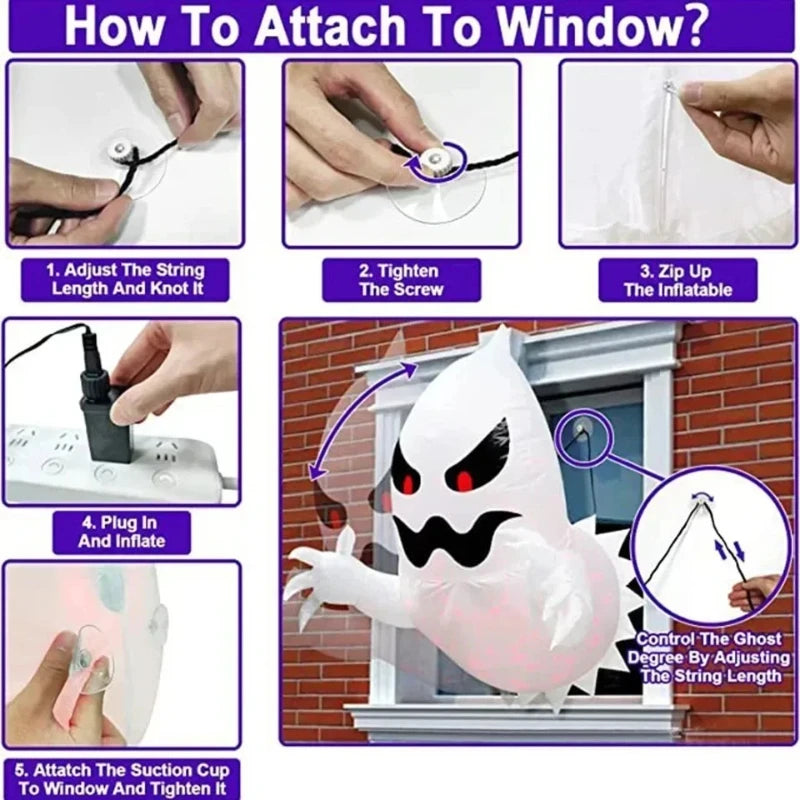 Halloween Inflatable White Ghost Outdoor Decoration Light up Scary Garden Party Decor Unique Yard Lighting Spooky Atmosphere