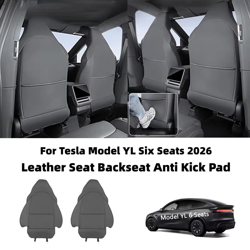 Car Seat Backrest Anti Kick Pad For Tesla New Model YL Six Seats 2026 Leather Full Surround Seat Back Anti Scratch Protector Mat