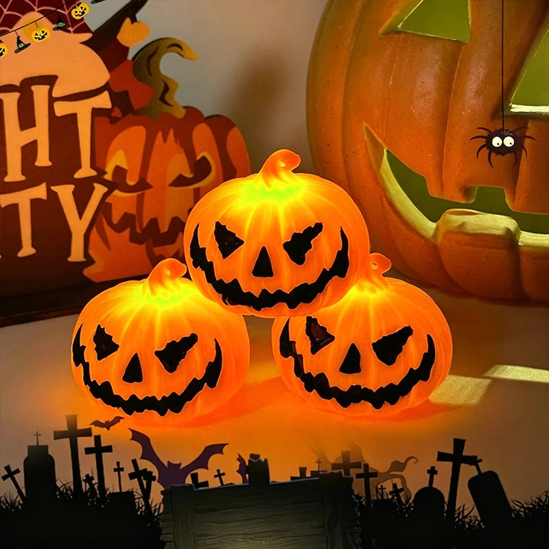 Halloween Pumpkin Lights LED Jack‑O‑Lantern Decor Lights Battery Operated Spooky Face Pumpkin Lamp for Tabletop Window Porch