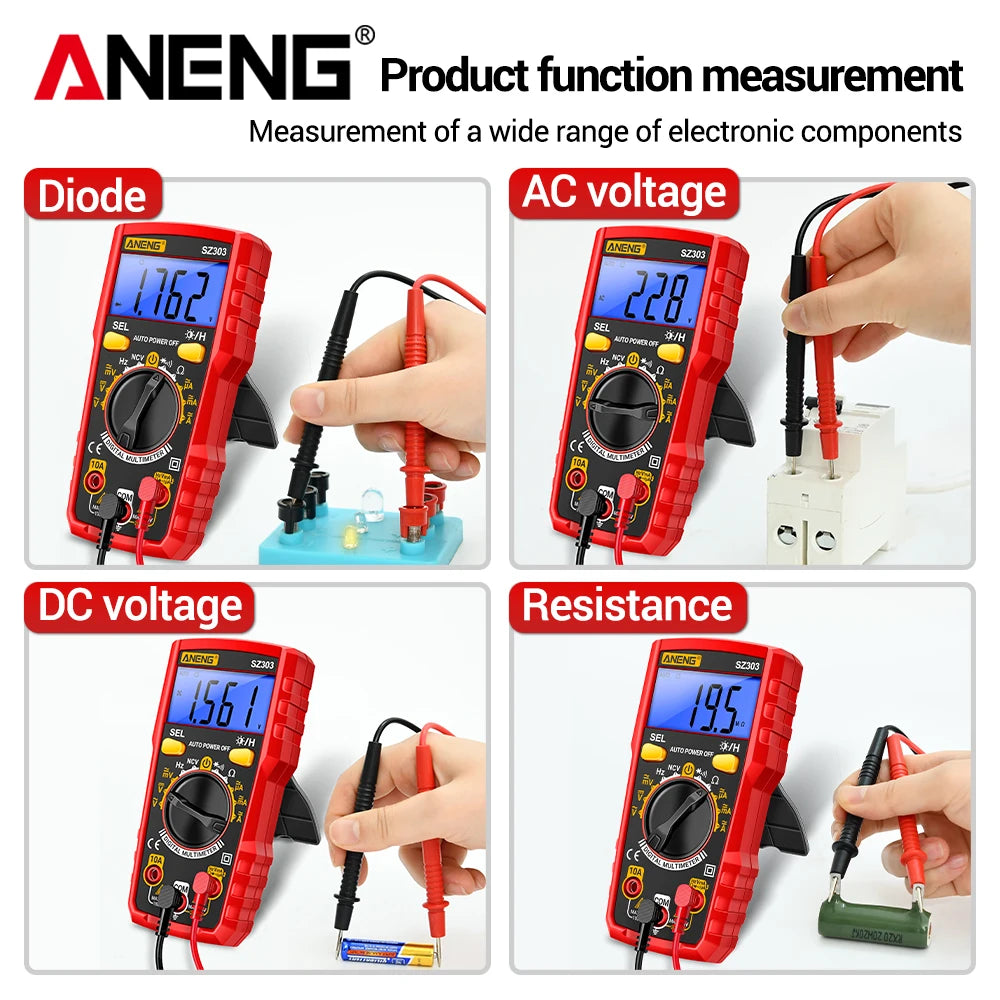 Smart Digital Voltage Multimeter ANENG SZ303 Professional Current Electrical Resistance Diode Buzzer High Precision Portable Too