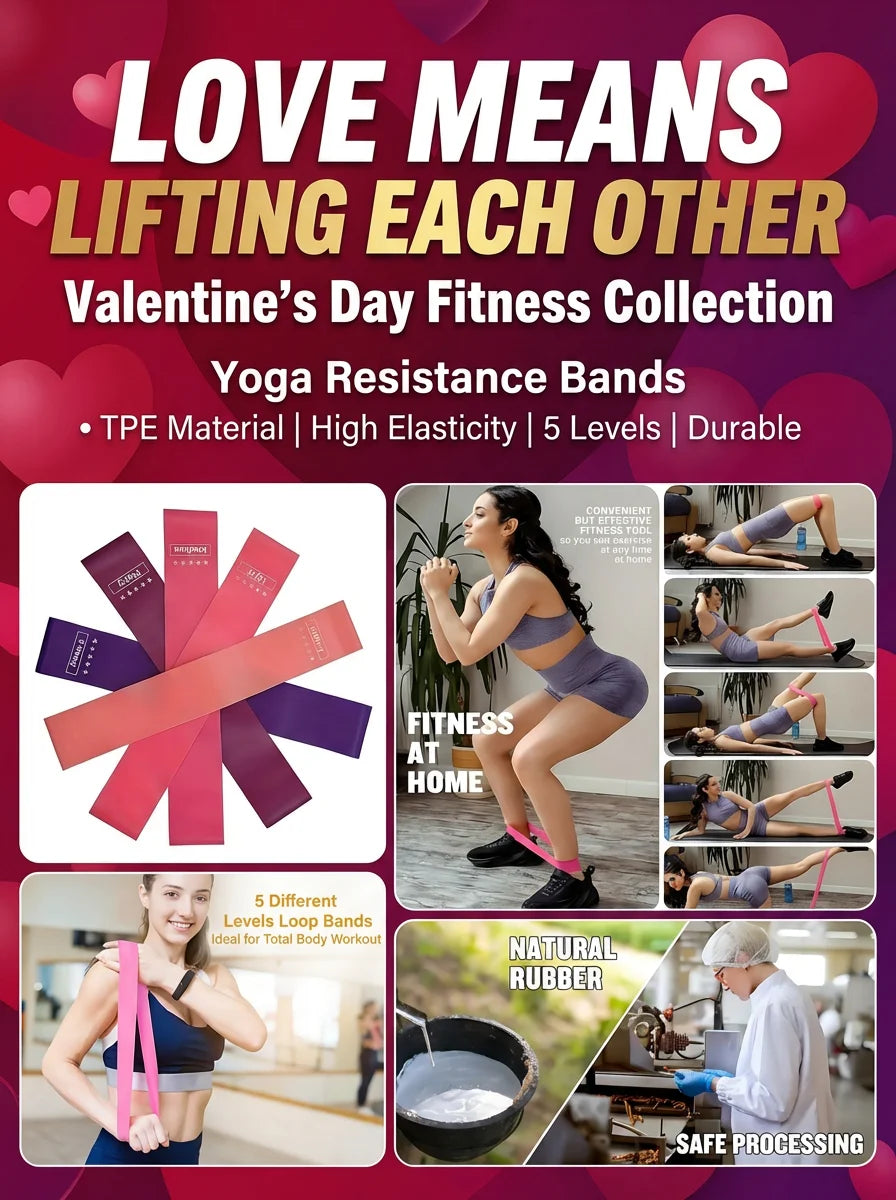 5PCS TPE Resistance Bands, Loop Bands Set for Glute Building & Yoga, 5 Different Levels, Soft & Elastic Fitness Gift