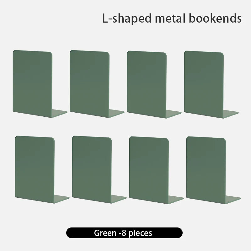 Bookends 6 Pair, White Metal Book Ends, Bookends for Shelves, Book Stopper for Heavy Books, Book Dividers for Home Office