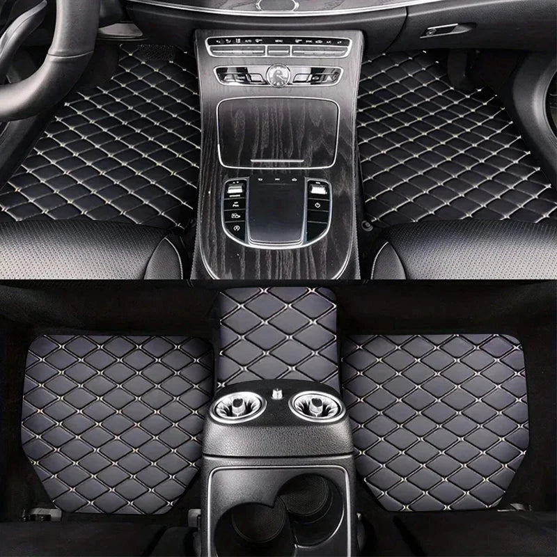 Universal 5Pcs Car Floor Mats PU Leather Waterproof Dust-Proof Auto Carpet Protector Pads Fashion Car Interior Accessories