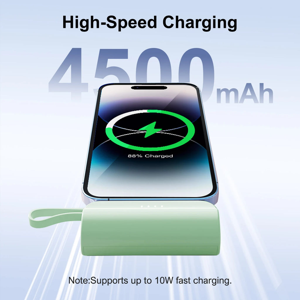 Mini Power Bank Portable 4500mAh Power Phone Charger Capsule Dual USB-C Ports For IPhone16/ 15/15 plus/15 pro/15 pro Max/Android