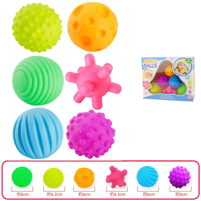 Set de 6 bolas texturizadas para desarrollar el sentido del tacto, juguete para bebé, pelotas de mano para tocar, pelota de entrenamiento, bolas suaves de masaje, regalos para niños