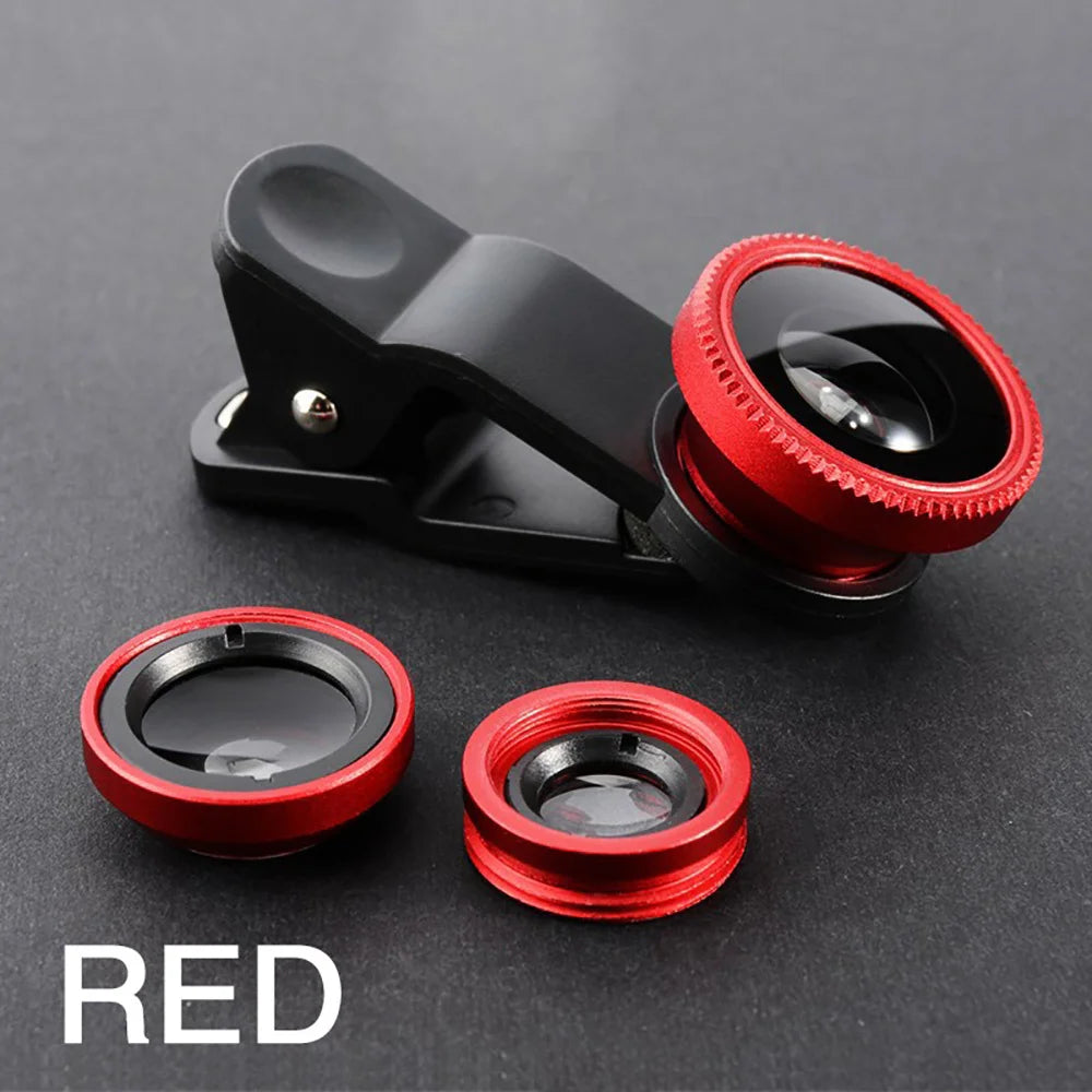 Universal 3 in 1 Fish Eye Lens Wide Angle Macro Phone Fisheye Lens Zoom Camera Kits With Phone Clip For iPhone Samsung Xiaomi