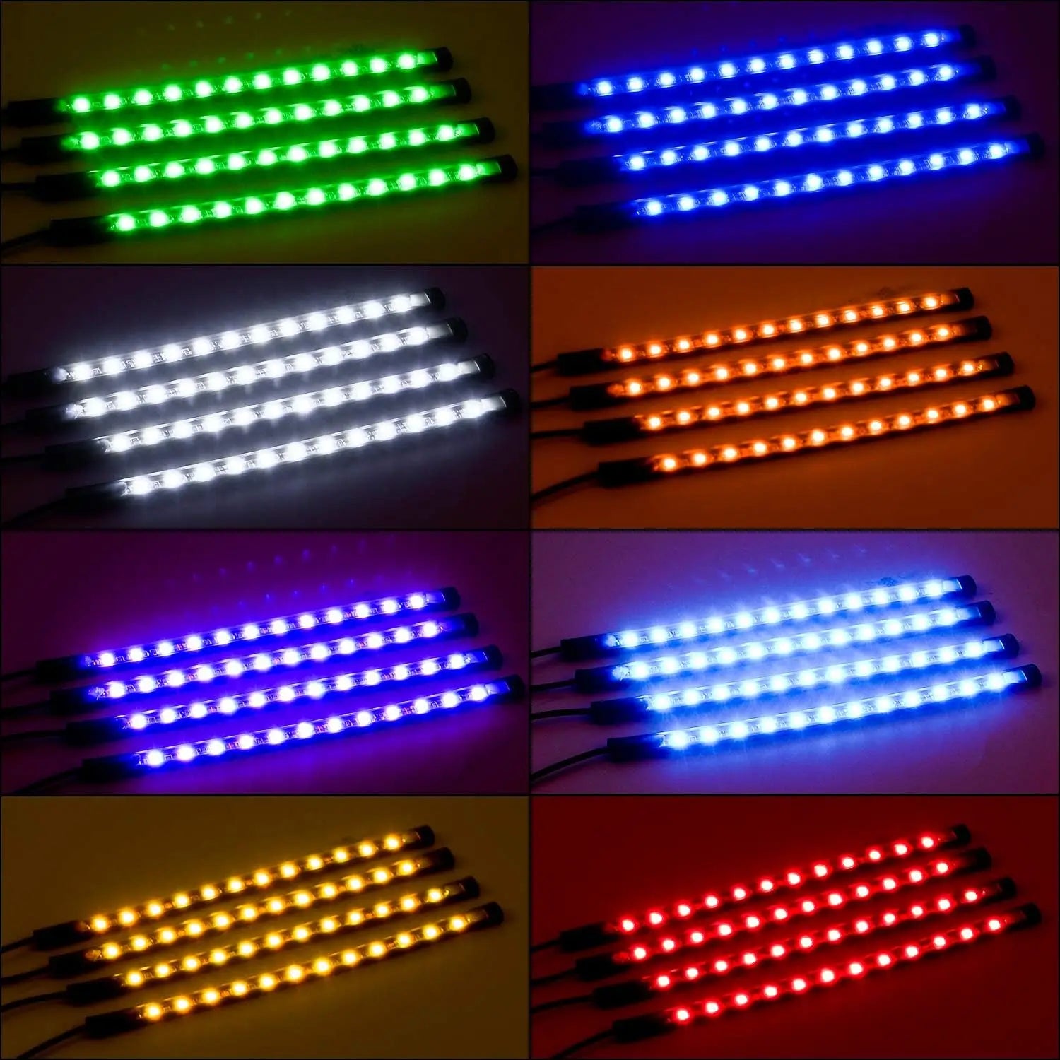 Nilight - TR-06 4PCS 48 LED Interior Lights DC 12V Multicolor Music Car Strip Light Under Dash Lighting Kit with Sound Active Function and Wireless Remote Control
