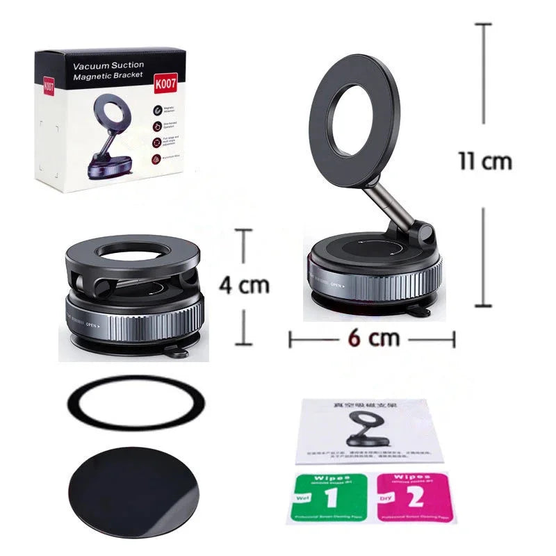 Magnetic Vacuum Phone Holder Compatible With MagSafe 360° Rotatable 96LBS Suction Cup Mount Suitable For iPhone Android Devices For Car Gym Mirror Use