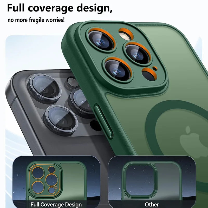 Luxury Frosted Phone Case For iPhone 18 16 15 14 13 12 11 Pro Max Plus 17 Air For Magsafe Matte Transparent Magnetic Cover