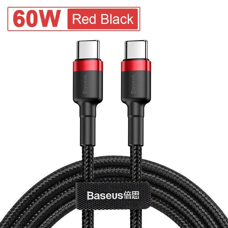 Baseus USB Type C To USB C Cable For iPhone 18 17 100W/5A PD Fast Charging Charger Cord For Macbook Xiaomi Samsung Type-C Cable